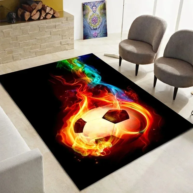 Football Area Rug Ball Sports Theme Carpet Soccer Ball Pattern Floor Mat for Kids Boys Girls Play Room Living Room Bedroom Decor