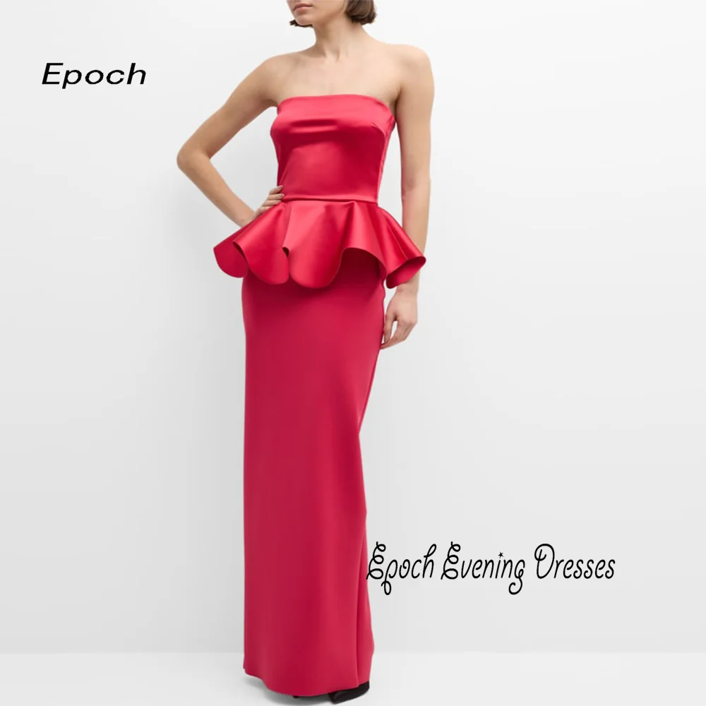 Epoch-Vestido largo de noche de satén para mujer, elegante vestido de fiesta de cóctel recto sin tirantes, Sexy, Arabia, 2024