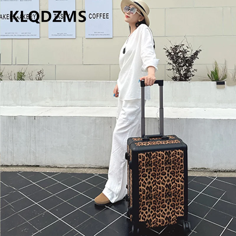 KLQDZMS High Quality Suitcase PVC Boarding Box Women's Trolley Case Family Travel Essentials 20