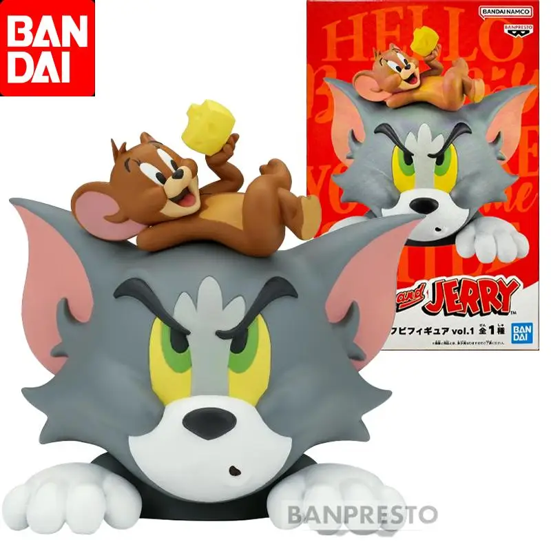 Bandai Original Tom and Jerry Miękka gumowa lalka vol.1 Anime Figurka akcji Zabawki dla chłopców Dziewczynki Dzieci Prezenty urodzinowe Model