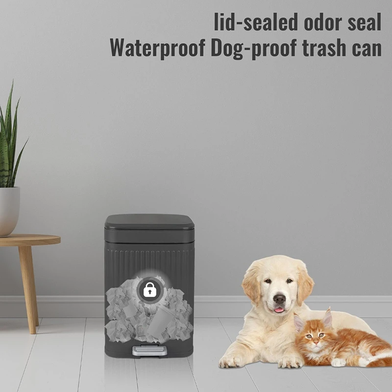 Small Bathroom Trash Can with Lid 2.1 Gallon Soft Close Step Slim Garbage Can Waste Bin for Office, Bedroom, Kitchen B-A69M