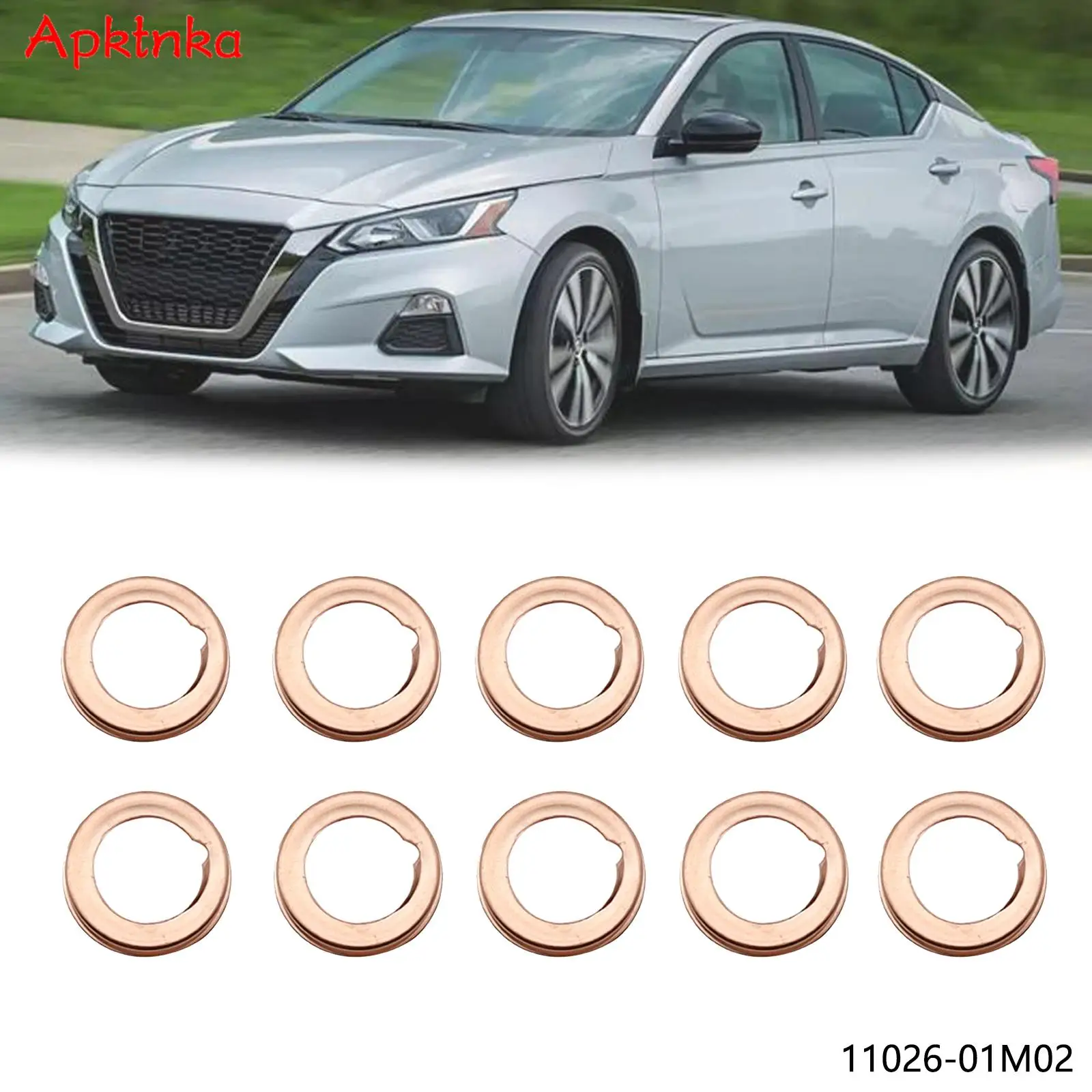 10PCS M12 Copper Oil Crush Washers Drain Plug Gasket Compatible with Nissan Altima Infiniti 1026JA00A 1102601M02 Car Accessories