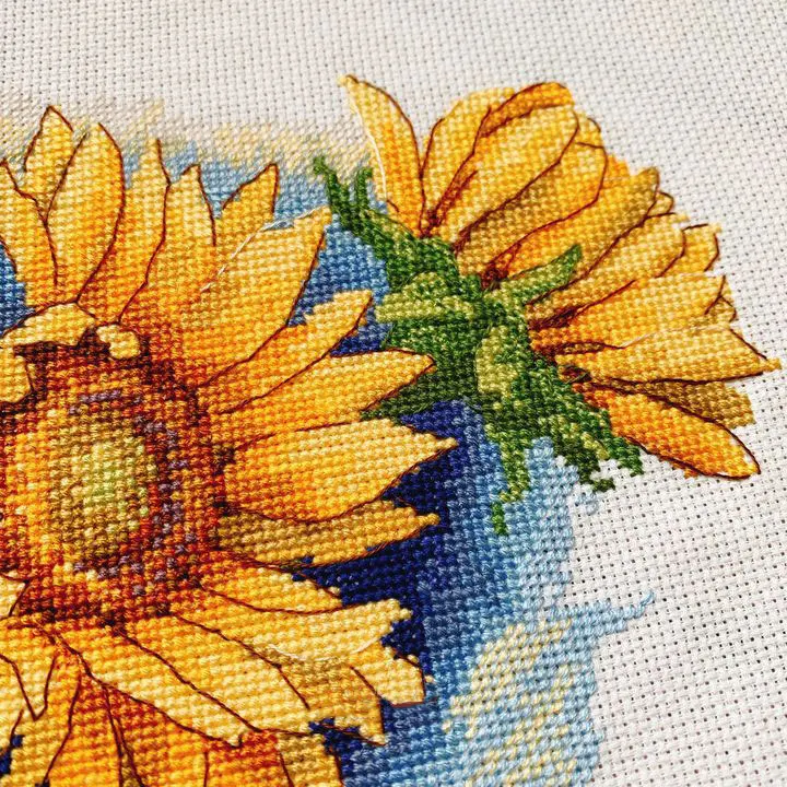 Fishxx Cross Stitch Kit Precision Printing B1693 Sunflower Hand Embroidery