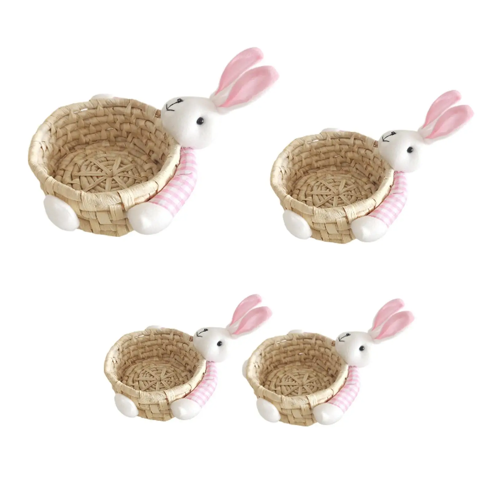 Easter Bunny Basket Hand Woven Basket Funny Empty Rustic Easter Eggs Basket for Home Living Room Kitchen Party Favors Restaurant