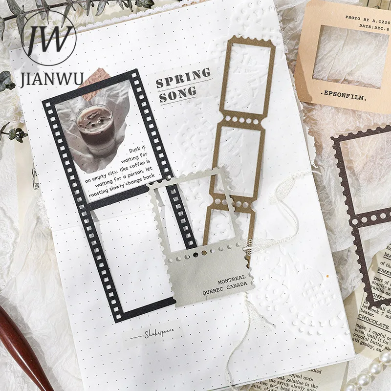 JIANWU 10-arkści stara seria wspomnień Vintage Film obramowanie kolaż materiał papier kreatywny DIY dziennik Scrapbooking papiernicze