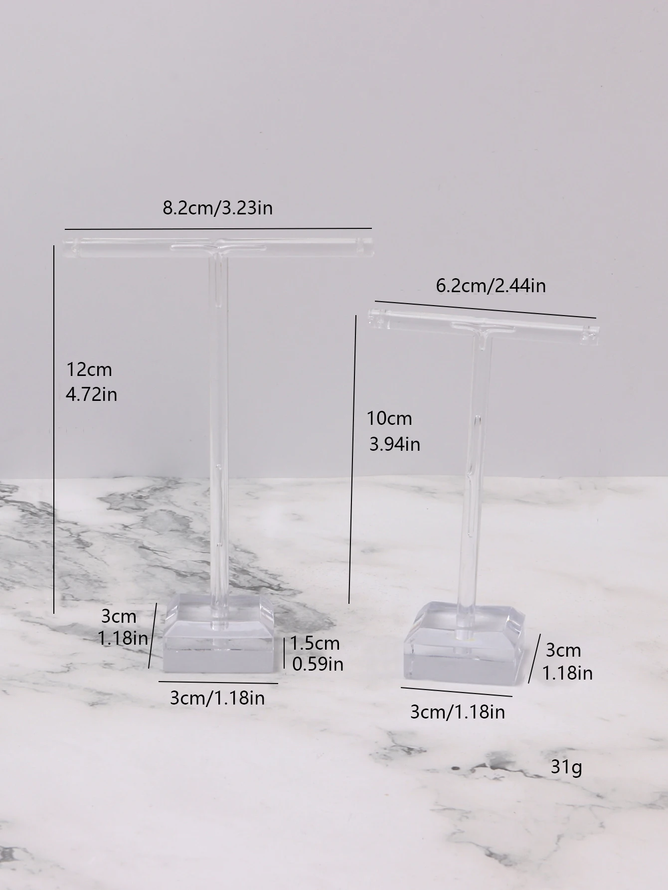 Jewelry Display Rack T Shape Stand for Charms, 2 Pcs Set