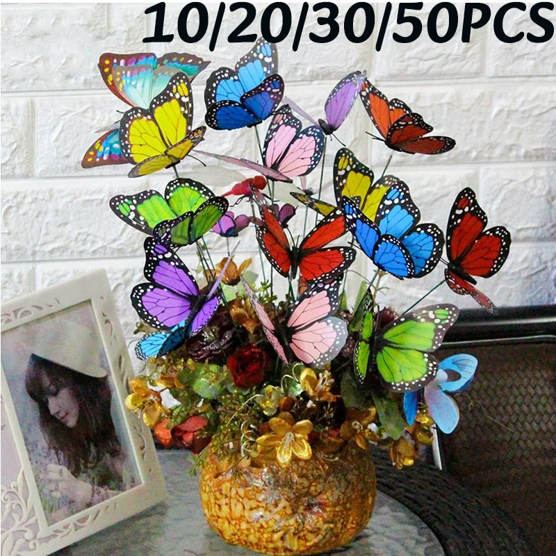 10-50 قطعة ثلاثية الأبعاد محاكاة فراشة ديكور حصص المنزل حفلة حديقة فناء ديكور متعددة الأغراض فراشة ساحة النبات اناء للزهور ديكور