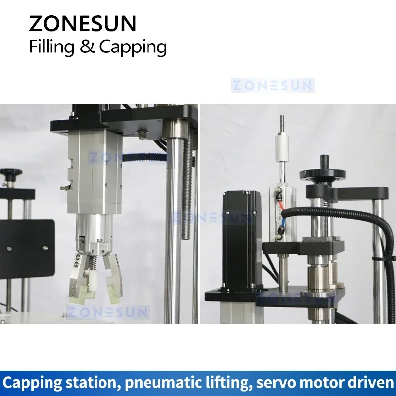 ZONESUN مضخة المكبس الأوتوماتيكية آلة تعبئة السوائل قطعة واحدة الكل في واحد مع معدات تغليف تغذية الغطاء ZS-AFC24