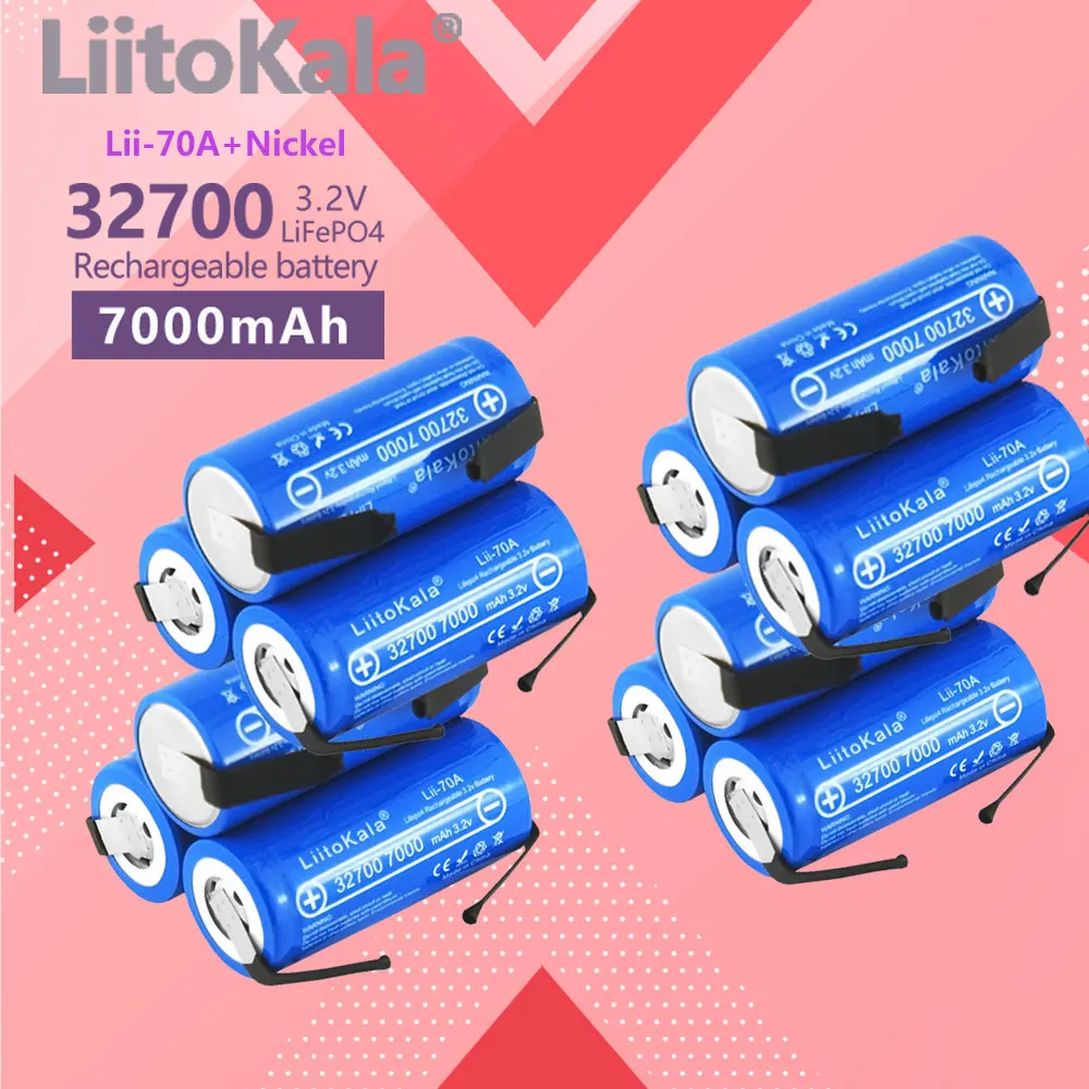 12PCS LiitoKala 32700 3.2V 7000MAh Lifepo4แบตเตอรี่ชาร์จ LiFePO4 5C Discharge แบตเตอรี่สำรองไฟฉาย