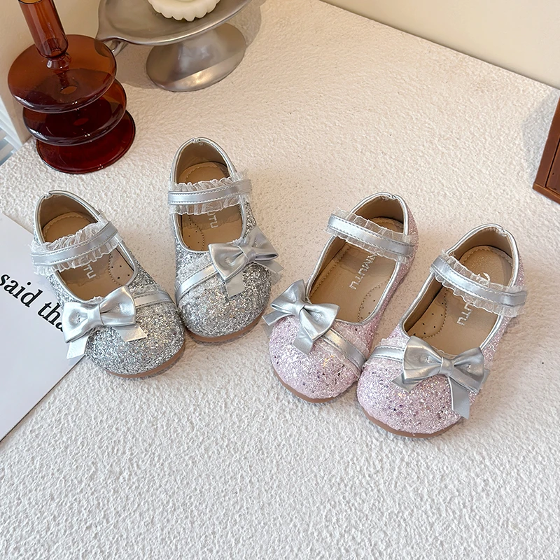 

Весенние детские туфли Мэри Джейн для девочек: розовые, бежевые, с пайетками, бантом и оборками, нескользящие, стильные, для вечеринок