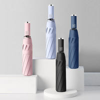 High-Quality Fully Automatic Solid Color Umbrella, 10-Bone Large Folding Design, UV-Resistant for Daily Use, Durable & Portable
