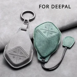 Leather Car Remote Key Case Cover for Changan Deepal S7 SL03 G318 2023 2024 Car Key Fob Shell 4 Buttons Holder Keychain