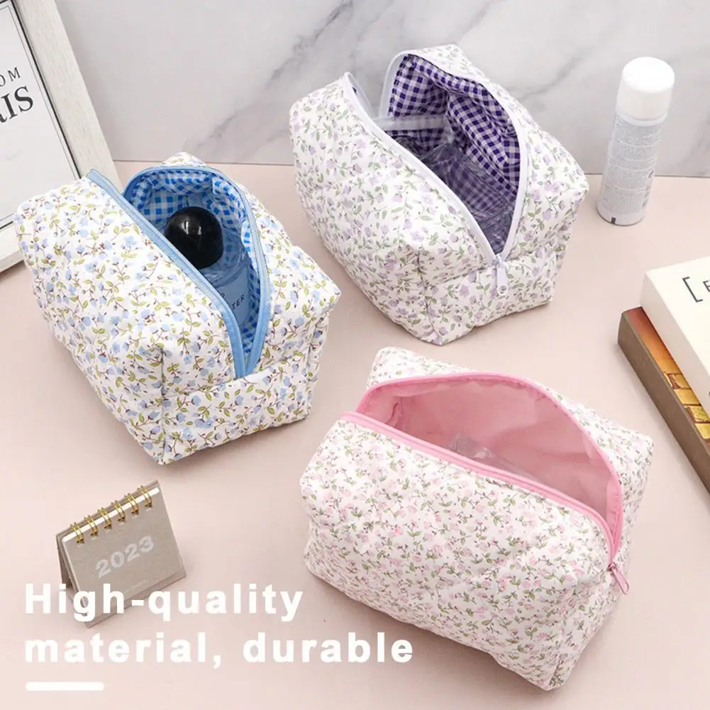 Cosmetic Pouch Capacity Floral Makeup Bag For Women Multifunction Travel Cosmetic Organizer Pouch With Zipper Portable For Girls