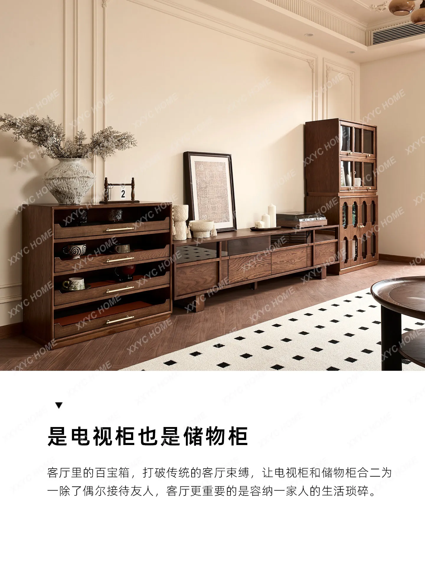 

Vintage Style TV Cabinet Skeleton Line TV Cabinet Living Room Storage Cabinet