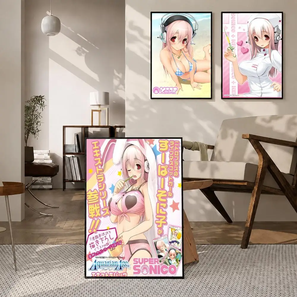 Anime Super Sonico Poster High-definition poster stickers, suitable for bedroom, living room, home decoration