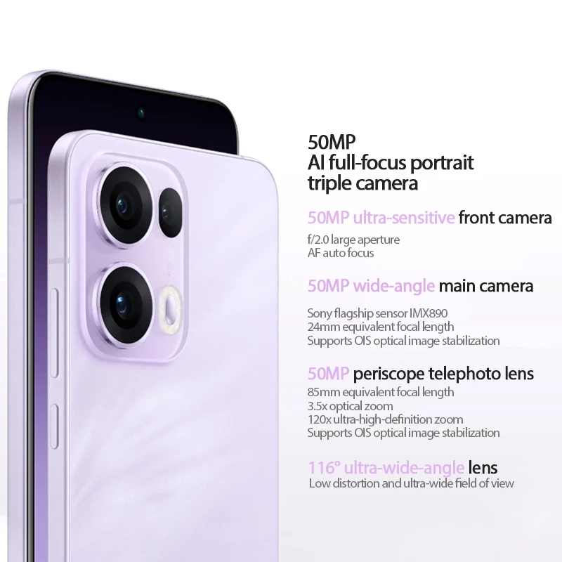 هاتف OPPO Reno 13 Pro الجديد 50 ميجابكسل كاميرا خلفية الأبعاد 8350 ثماني النواة 6.83 بوصة AMOLED 120 هرتز 5800 مللي أمبير 80 وات SuperVOOC 50 وات لاسلكي