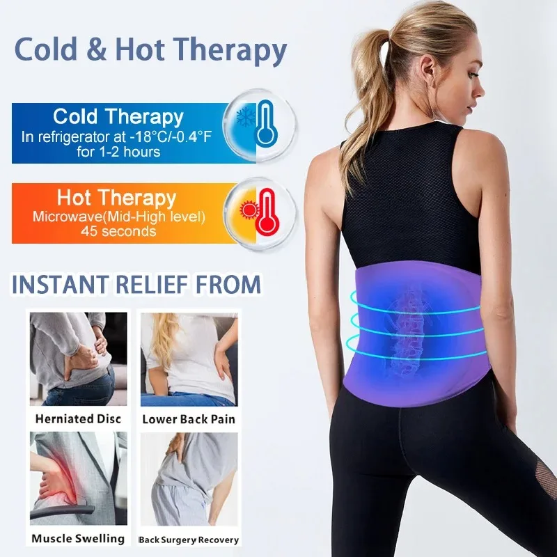 Gel Ice Pack For Lower Back Pain Relief Reusable Cold Or Hot Compress Therapy Wrap For Lumbar Waist Sciatic Nerve Tailbone