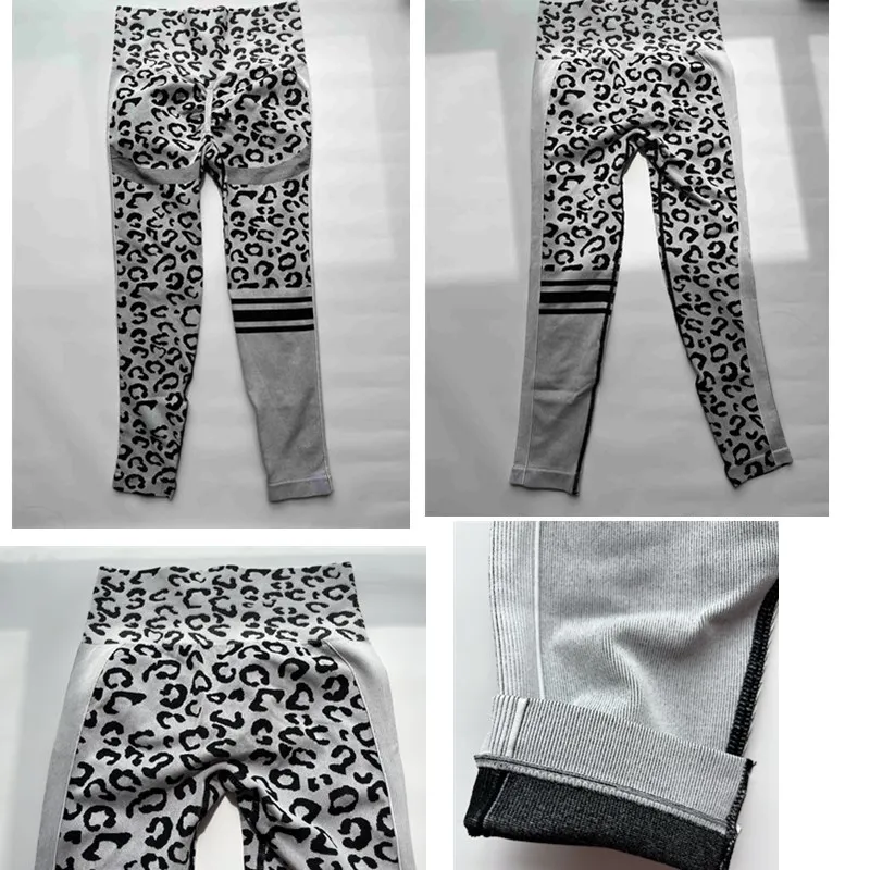 Pantalones de Yoga sin costuras de leopardo para mujer, cintura alta, levantamiento de cadera, pantalones de Fitness de melocotón miel, traje de Yoga ajustado, pantalones deportivos para correr