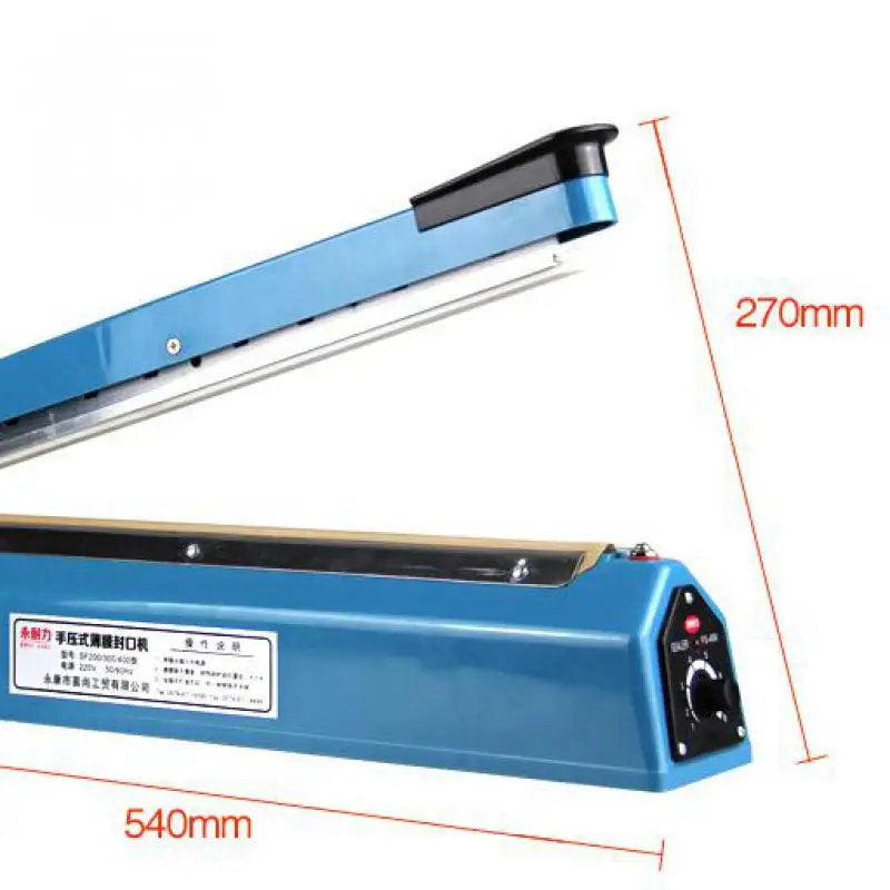 Máquina de sellado Manual por impulso, sellador térmico de bolsas de plástico y aluminio, dispositivo de embalaje de 400mm, sellador eléctrico de