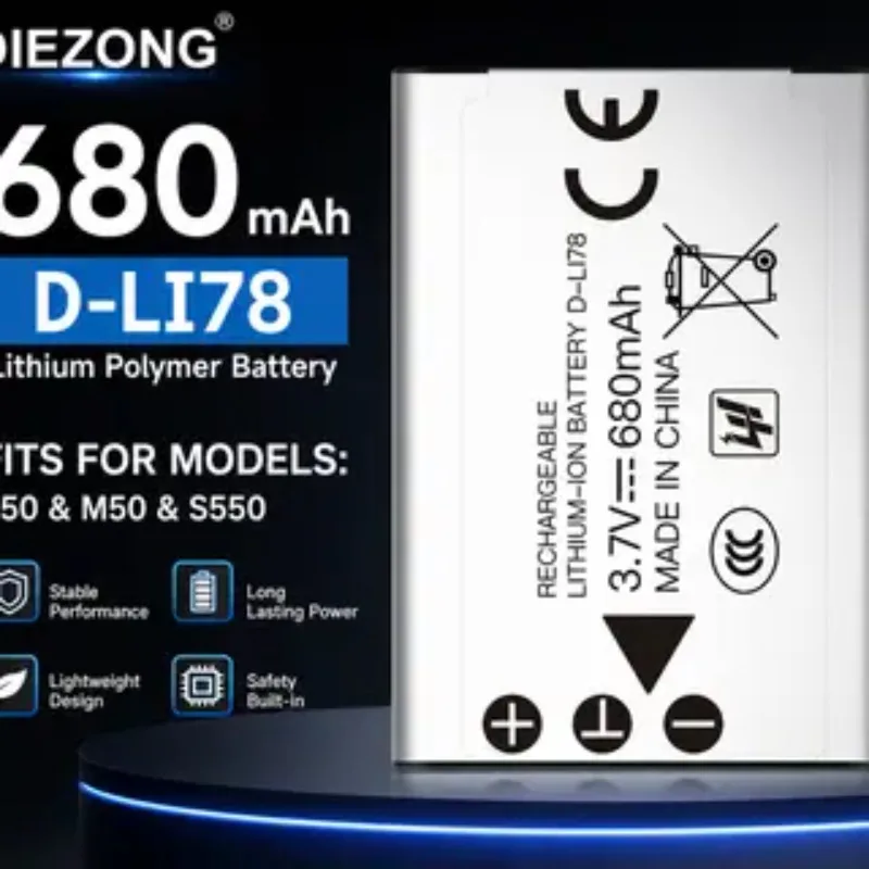 High‑quality D-LI78 DLI78 680mAh 3.7V Replacement Battery for Pentax Optio M50 for Nikon Coolpix S550, S560, S660 Cell