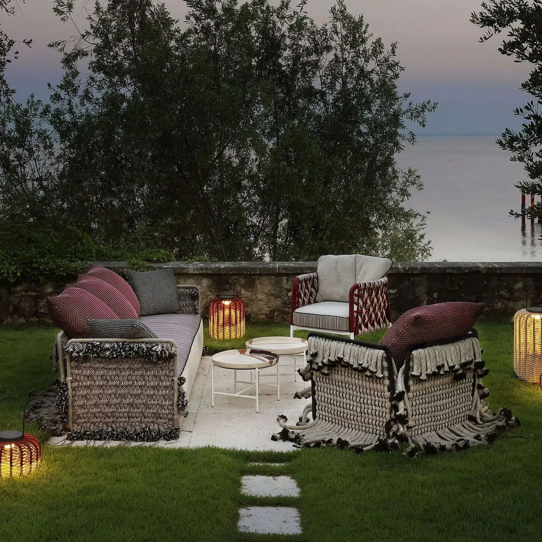 Tassel decorative sofa gray fabric single sofa creative home Internet celebrity leisure chair