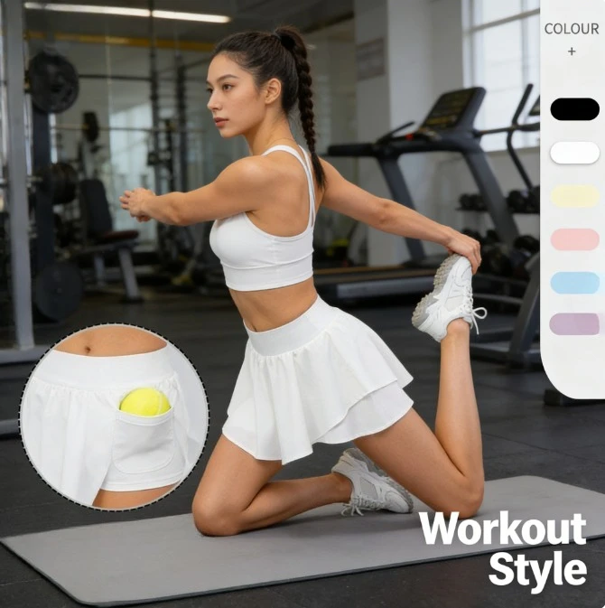 

Женская спортивная юбка-шорты 2 в 1, летняя новинка, для бега, с антискользящей подкладкой, для повседневных тренировок, гольфа, тенниса