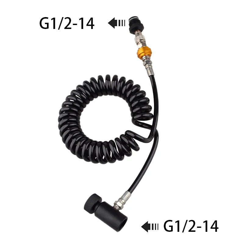 

HPA 100inches(2.5M) Thick Coil Remote Hose G1/2-14 Gas Cylinder Refill Filling Adapter Slide Check Micro-Slide Quick Disconnect