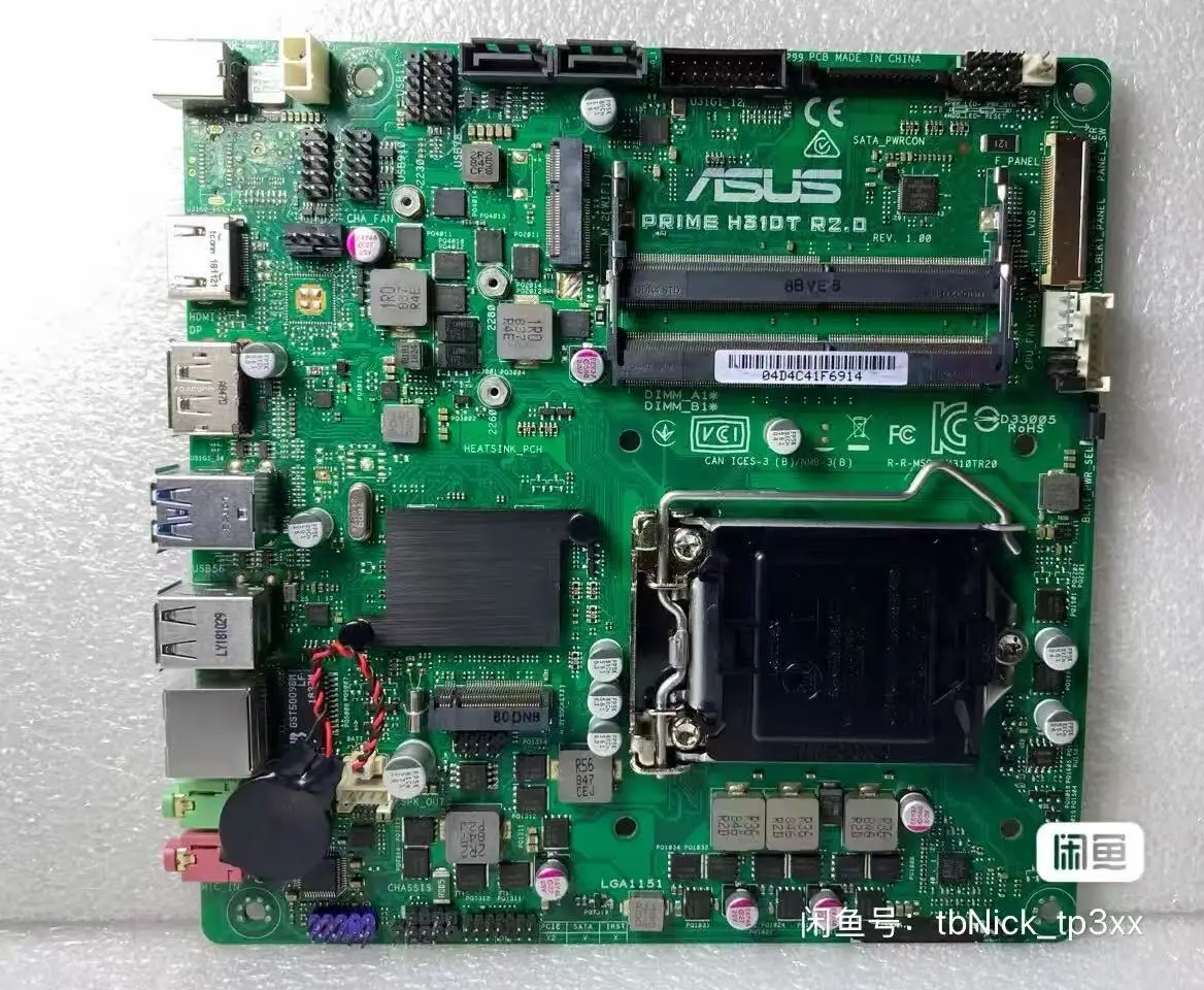 Asus PRIME H310T R2.0 Motherboard Intel H310 DDR4 32GB support Intel for 9th/8th Gen Core cpu USB 3.1 HDMI  ITX