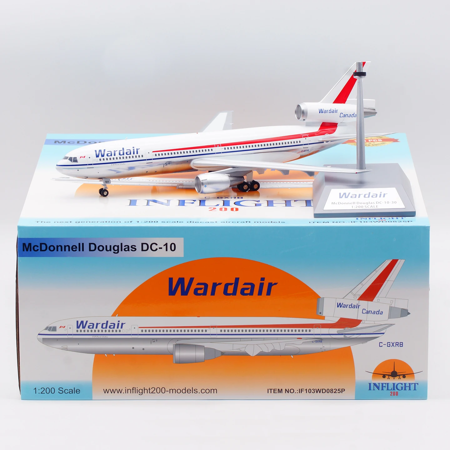 

IF103WD0825P Alloy Collectible Plane Gift INFLIGHT 1:200 Wardair Canada McDonnell Douglas DC-10-30 Diecast Aircraft Model C-GXRB