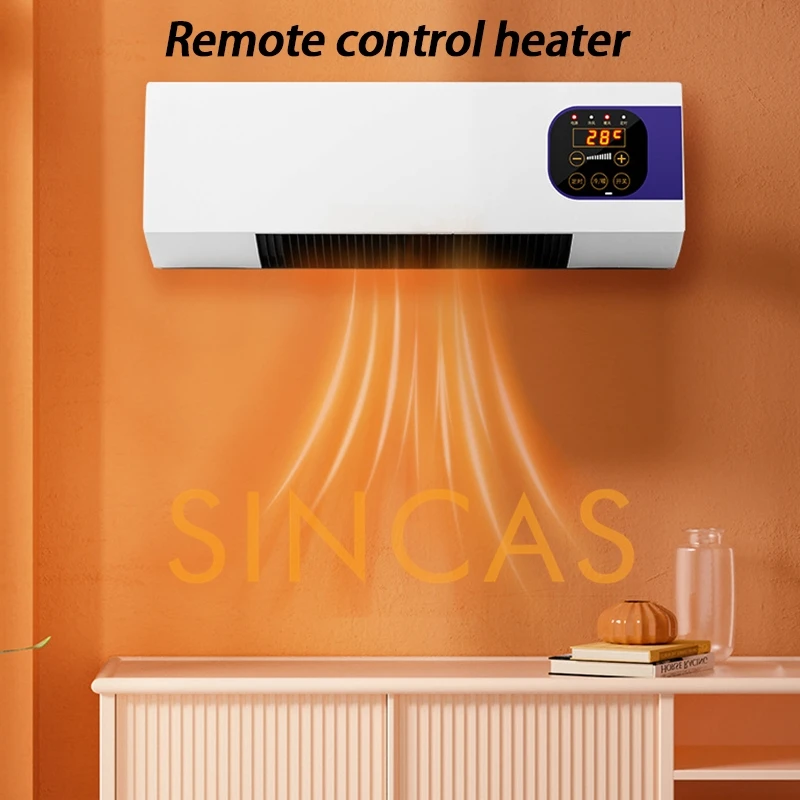 Wall-mounted Household Intelligent Remote Control Heater Winter And Summer Dual-purpose Heater Digital Display Electric Heater