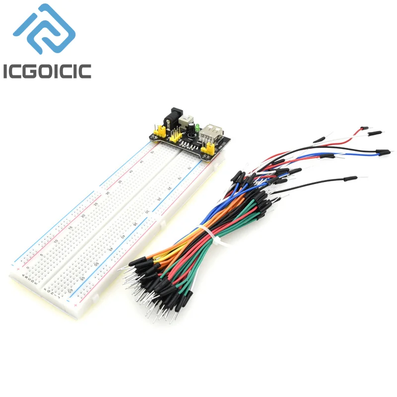 3.3V/5V MB102 Breadboard Power Module+MB-102 830 Points Prototype  For Arduino kit + 65 Jumper Wires Wholesale