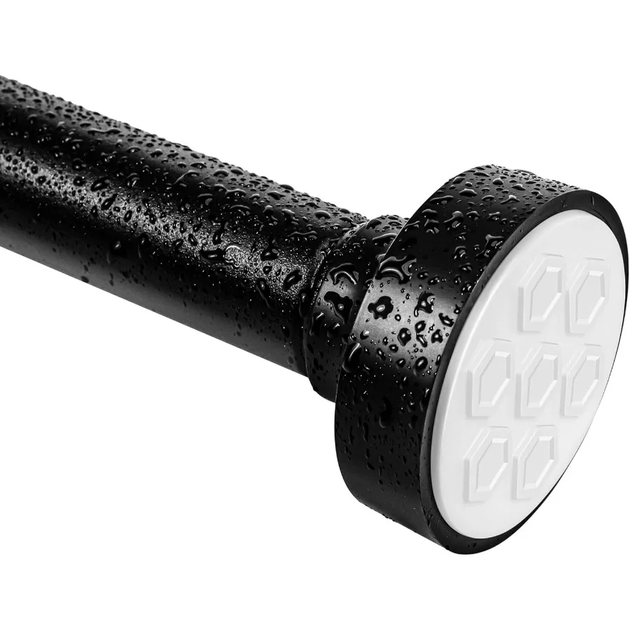 

Matte Black Adjtable Spring Tension Shower Curtain Rod 3158 No Drilling Required Easy Installation AntiSlip ABS Base Phosphatin