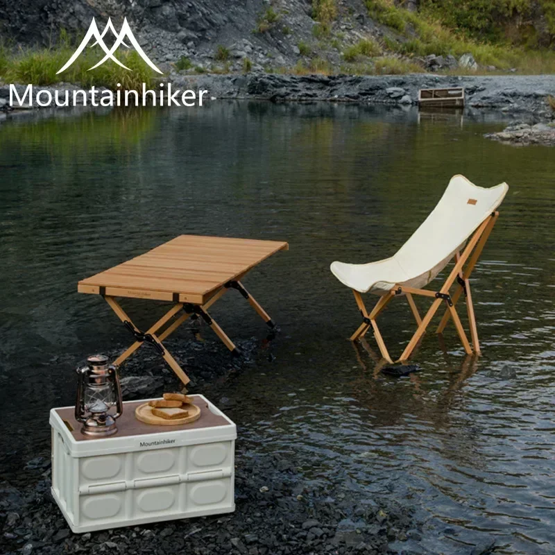 Mountainhiker Outdoors Solid Wood Folding Fishing Chair Beach Camping Portable Beech Wood Butterfly Chair