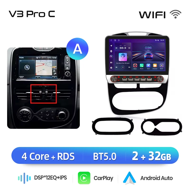 Junsun 13.1″ QLED Draadloze CarPlay Android Auto Autoradio Voor Renault Clio 4 ZOE 2012-2019 Intelligente Systemen DSP SWC RDS GPS