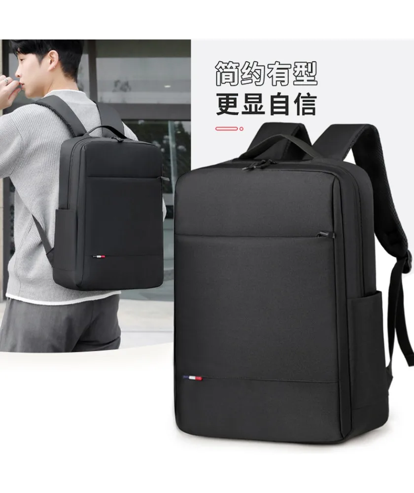 Gray minimalist business laptop backpack slim design front slip pocket water resistant fabric suitable for office commute work