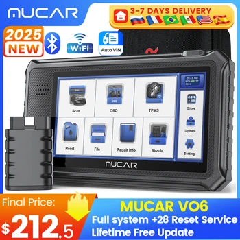 Globale versie 32GB MUCAR VO6 OBD2 Scanner Alle Systemen Diagnostiek met 28 Reset Auto VIN/IMMO/EPB/BMS/SAS/ABS/TPMS Sevice Levenslange Gratis Update