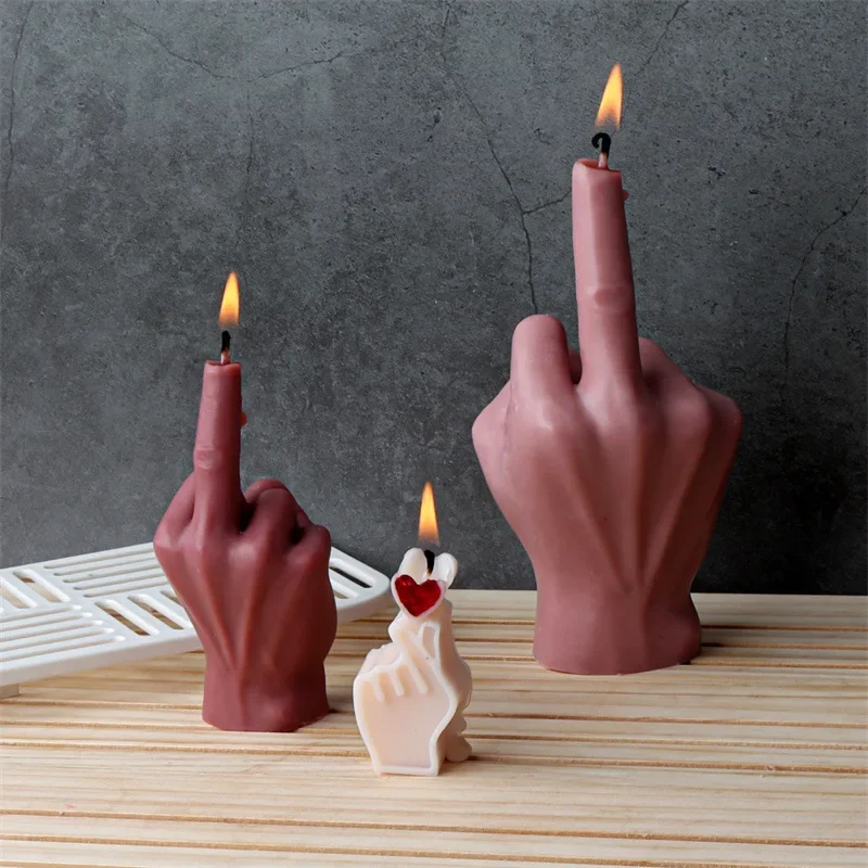 Middle Finger Silicone Candle Mold DIY Gesture Aromatherapy Plaster Art Soap Resin Crafts Casting Molds Holiday Party Gifts