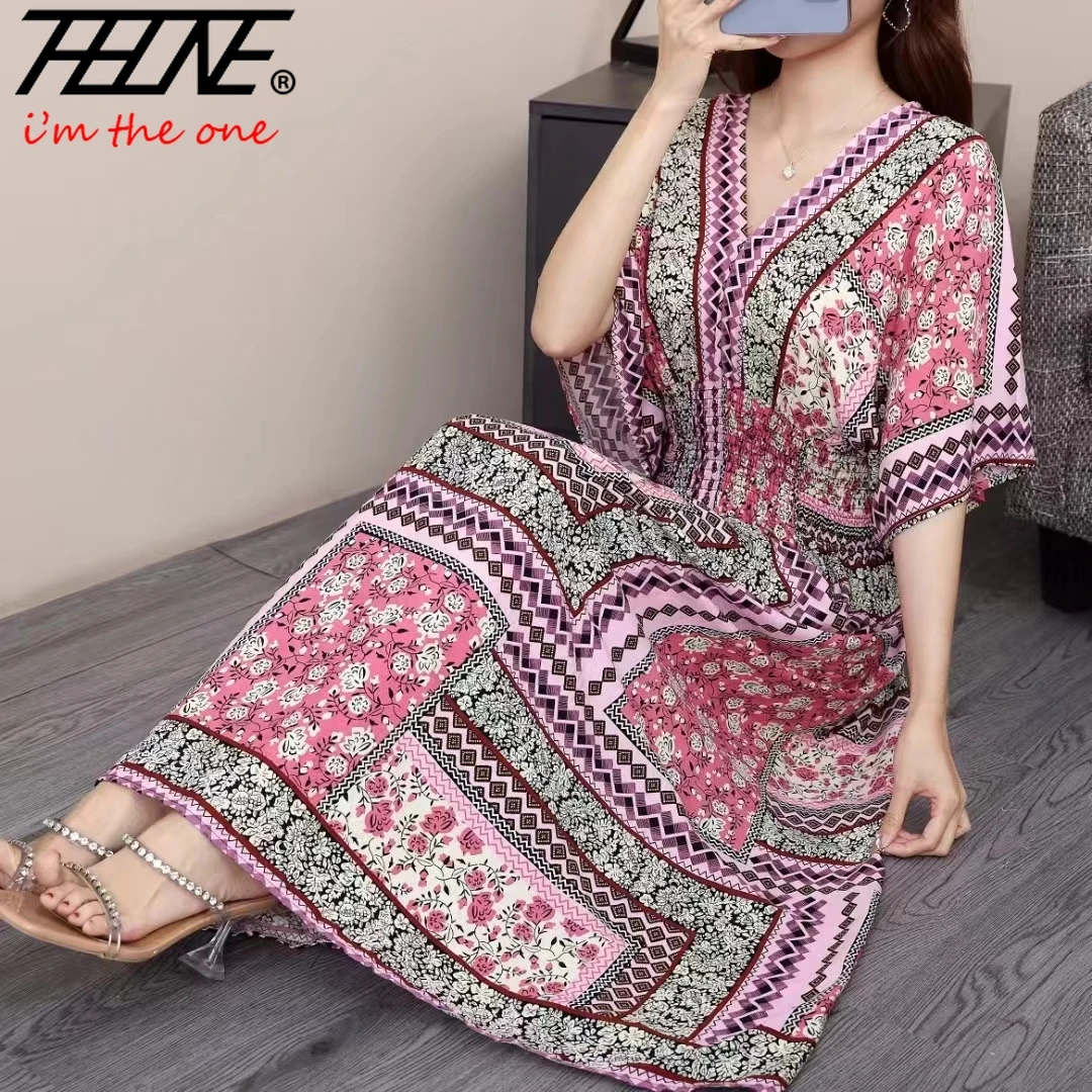 Plus Size Vestidos De Mujer Summer Dress Women Rope Robe Casual Bohemian Korean Printed Vestidos Para Mujer Long Dresses Clothes