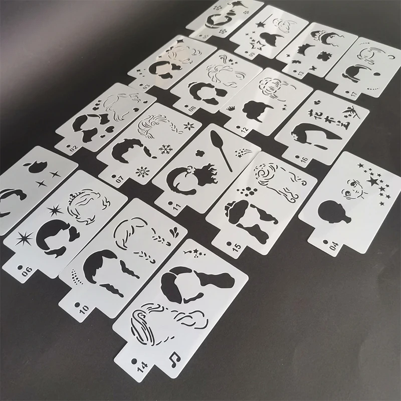 18 stuks bodypainting holle sjablonen herbruikbare meisje prinses stijl vakantie feest make-up body art schilderij sjablonen