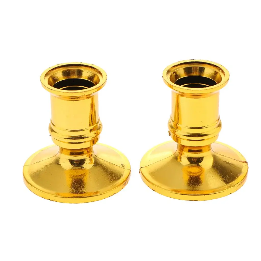 Electronic Candle Base Mini Brass Plated Taper Holder Decorative Pillar Stand for Holiday and Tabletop Displays