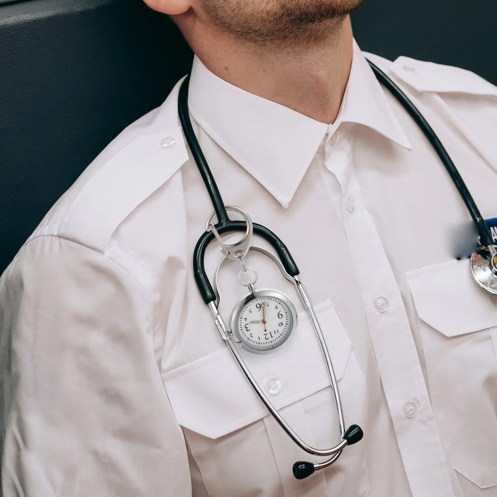 ممرضة معلقة ليلة توهج ساعة الجيب الفولاذ المقاوم للصدأ كليب على مشبك خفيفة الوزن ممرضة كليب ساعة استخدام المستشفى