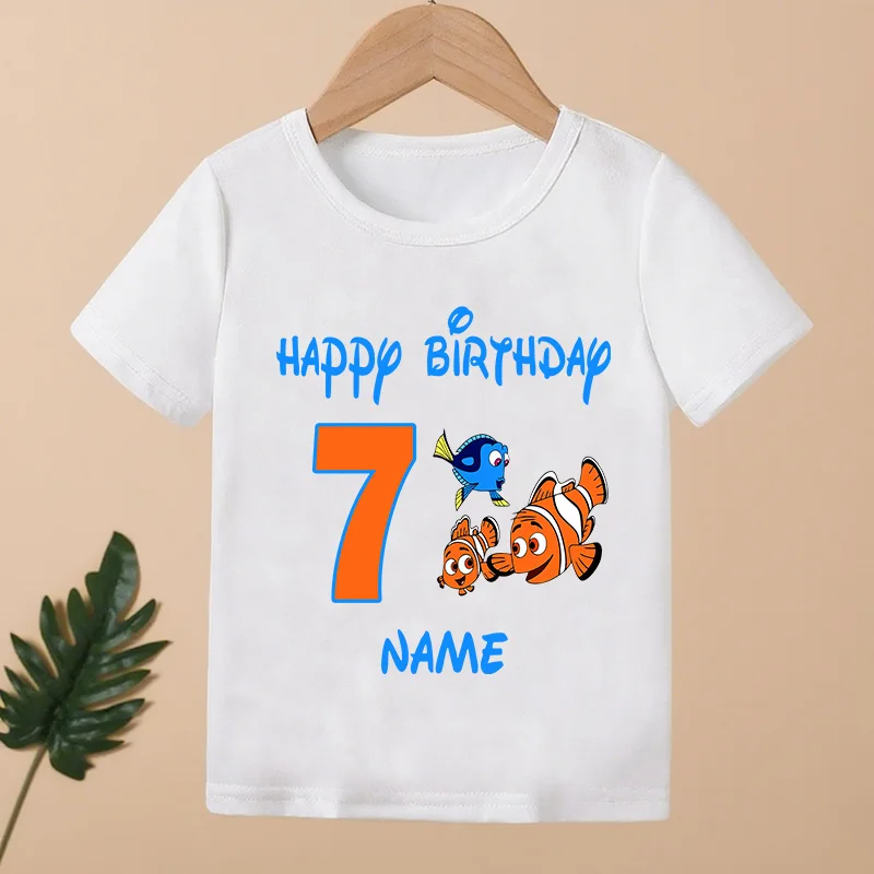 Finding Nemo Dory Fish Print Kids Clothes 1 2 3 4 5 6 7 8 9 Years Birthday Custom Name Boys Girls T shirt Baby Children T-Shirt - view 3