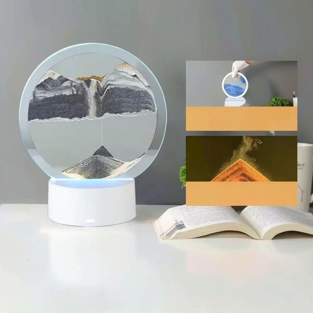 Artistic Moving Sand Table Lamp 3D Quicksand Painting Night Light Creative LED Desktop Decor For Bedroom Living Room