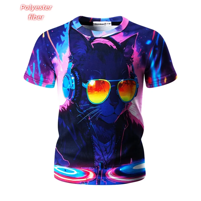 3D Print Cat Lizard T-Shirt For Men Animal Planet Pattern Tees Summer Street Casual Short Sleeve Tops Loose Round Neck T Shirts