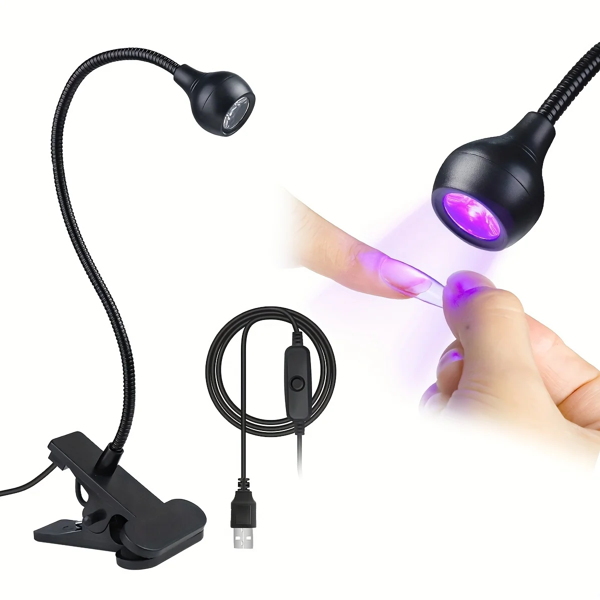 Lampe UV LED pour sécher les ongles en Gel, vernis à ongles, bureau Flexible à clipser, Mini lampe à ongles USB Portable, sèche-lumière UV pour Salon de manucure