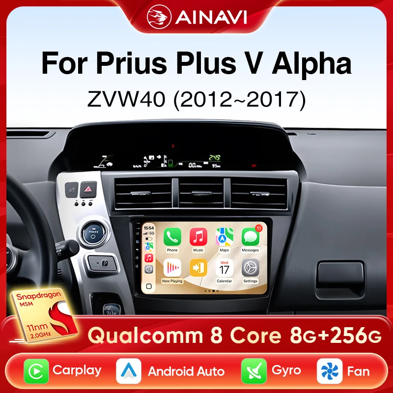 Ainavi Car Radio For Toyota Prius Plus Prius V 2012 2013 2014 2015 2016 XVW40 Wireless Carplay Android Auto 4G Multimedia Player