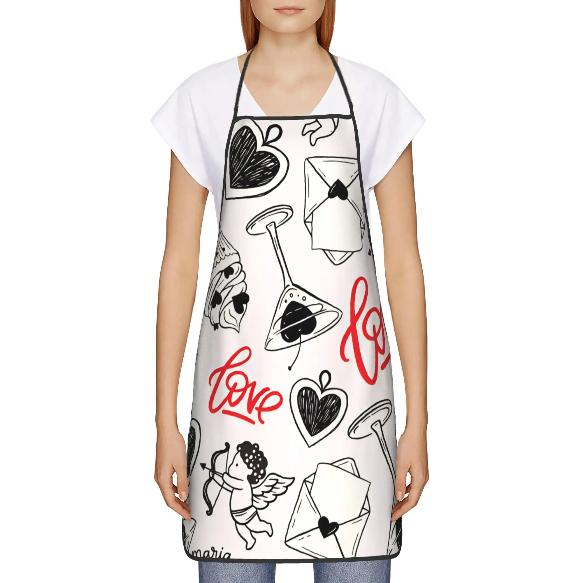 Red Heart Print Apron, Multiple Valentine's Day Styles, Stylish and Durable, for Kitchen Cooking, Restaurant, Romantic Gifts.
