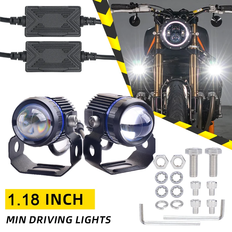 

50W LED Motorcycle Spotlight Auxiliary Headlight LED Fog Light Mini Projector White 6000K Yellow 3000K Driving Lamp Hi/Lo Beam