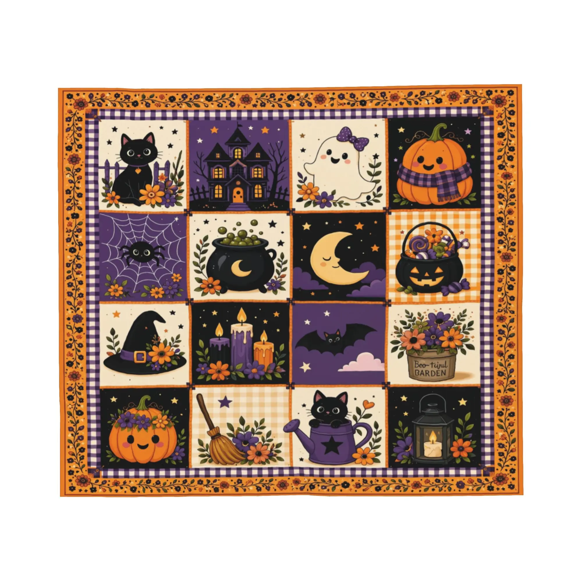 Halloween Black Cats Knitted Blankets Flannel Witchy Kitty Super Soft Throw Blankets for Outdoor Travel Bedroom Quilt