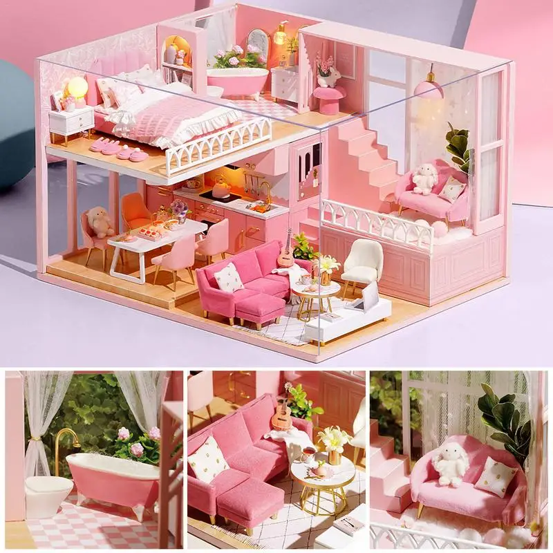 

Dollhouse Miniature Kit 3D Miniature House Furniture Set With Music Creative Room Furniture House Building Handmade Crafts Gift